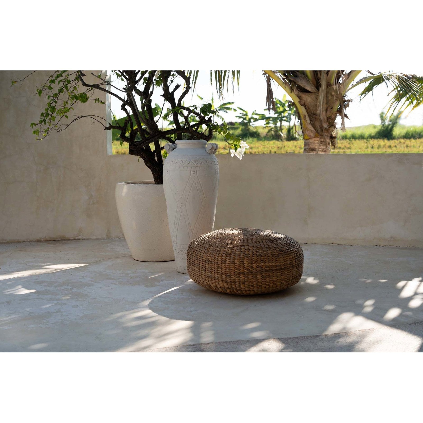 Pouf rond en jacinthe d'eau tressée 60 cm, vue 4
