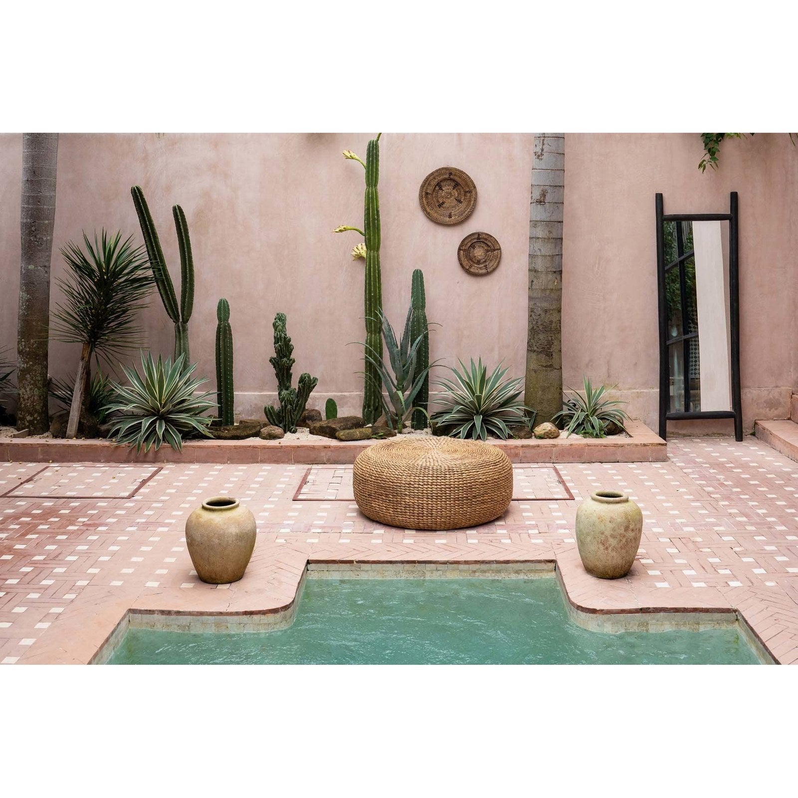 Pouf rond en jacinthe d'eau tressée 60 cm, vue 7