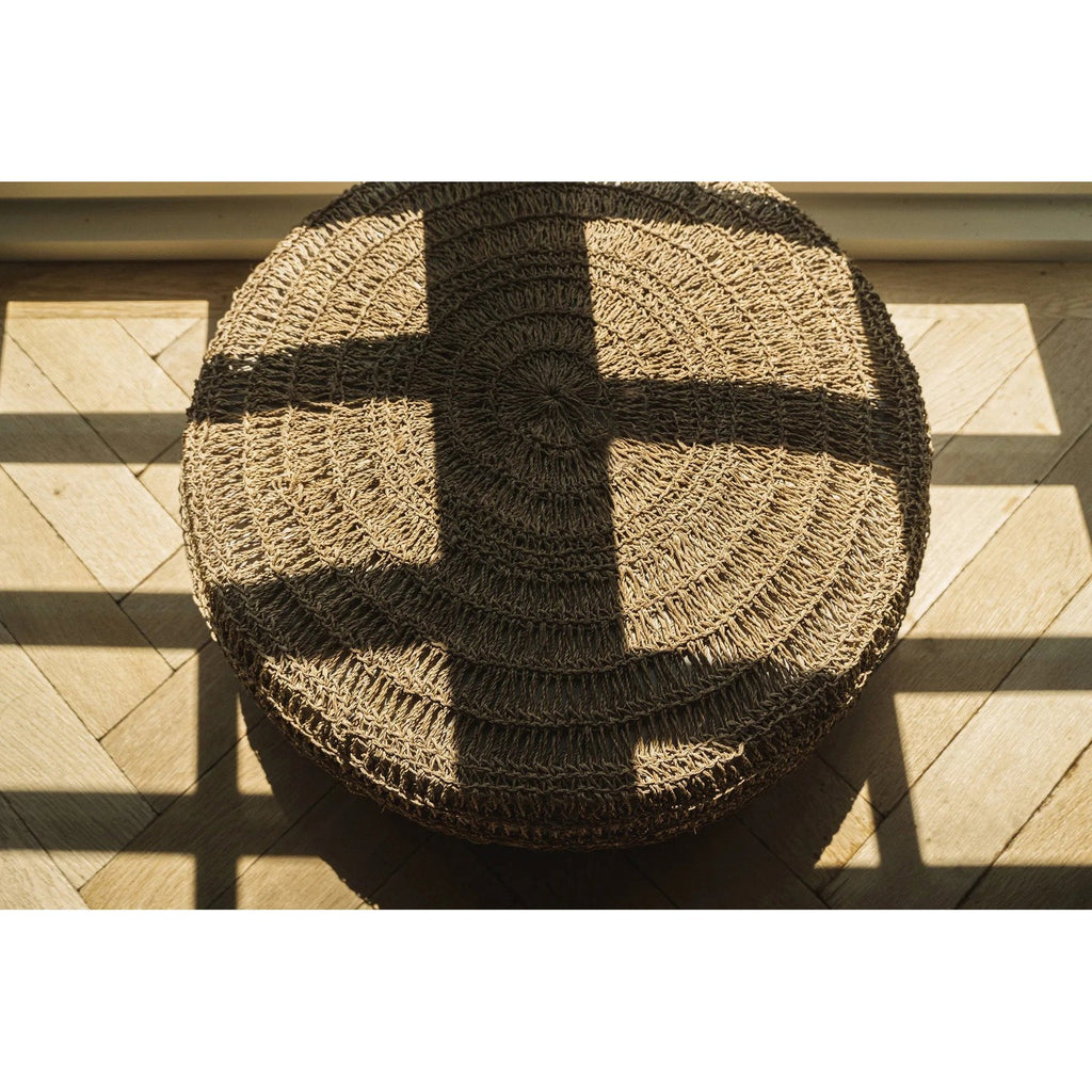 Pouf rond en jonc de mer crocheté 60 cm, vue 4