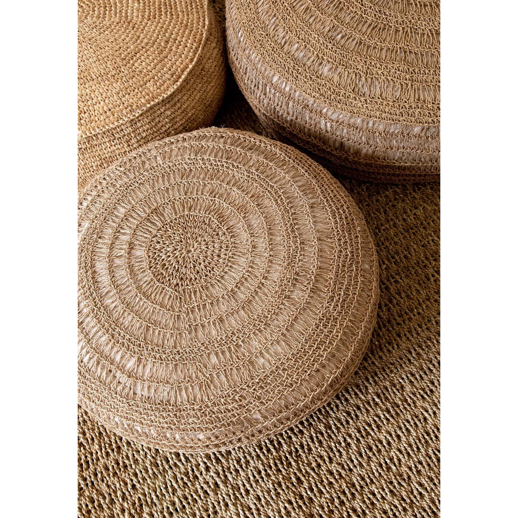 Pouf rond en jonc de mer crocheté 60 cm, vue 5