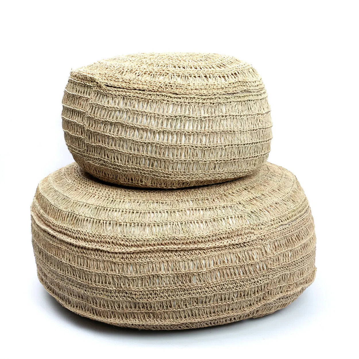 Pouf rond en jonc de mer crocheté 60 cm, vue 6