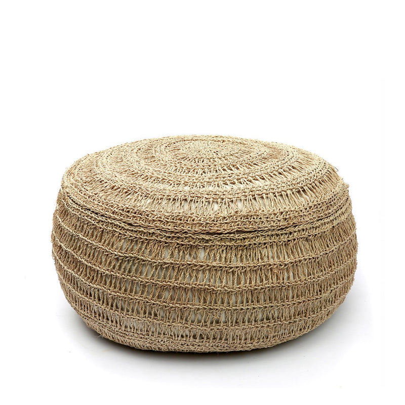 Dimensions Pouf rond en jonc de mer crocheté 60 cm
