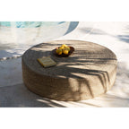 Pouf rond en jonc de mer tressé 100 cm en situation