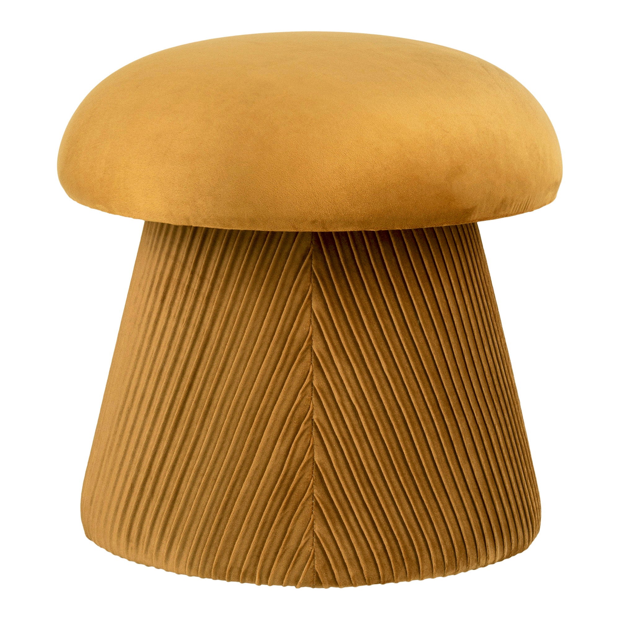 Pouf Hampton velours ocre doré forme champignon 42 cm vue de face