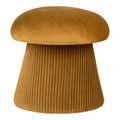 Pouf Hampton velours ocre sculpté champignon pied côtelé vue trois quarts
