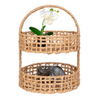 Présentoir 2 niveaux Anadia corde papier garni orchidée blanche et bougies décoration