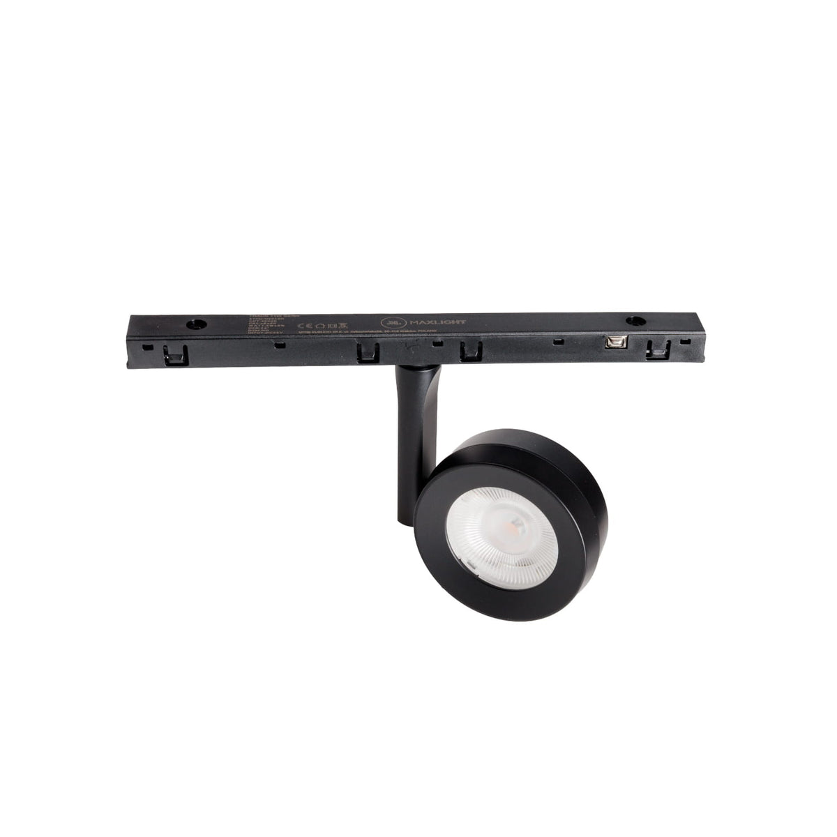 Projecteur Micro11 noir seul avec son embase aimantée son bras latéral et sa tête ronde à lentille