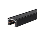 Rail aimanté Micro11 noir vu en coupe avec ses conducteurs tenus dans un isolant noir