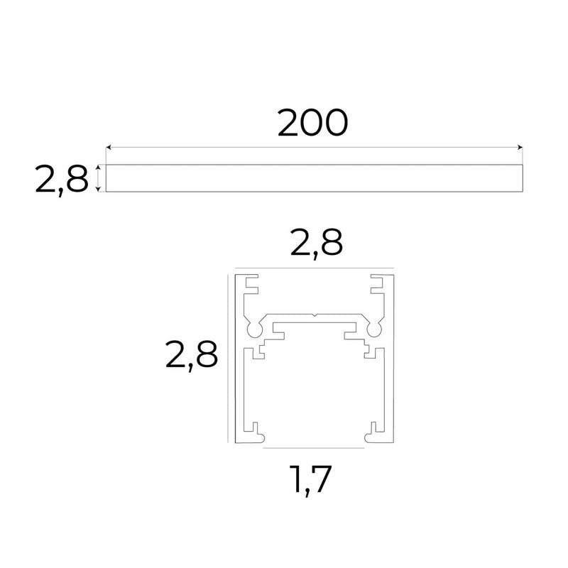 Dimensions Rail aimanté Magnetic en saillie profil bas 2 m blanc