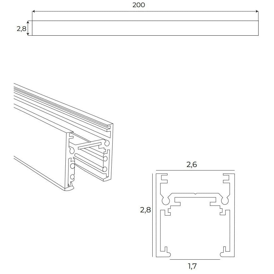 Rail aimanté Magnetic en saillie profil bas 2 m noir, vue 3