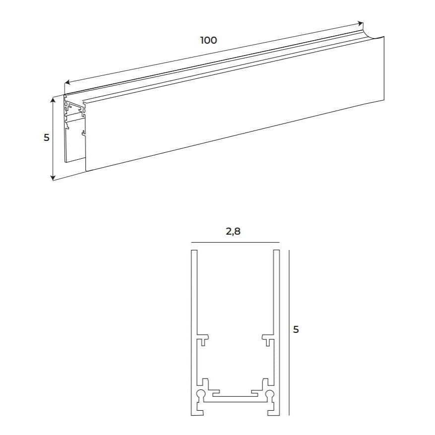 Rail aimanté Magnetic en saillie profil haut 1 m blanc, vue 3