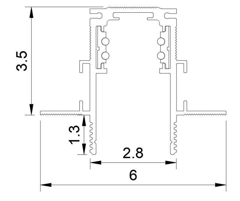 Dimensions Magnetische Einbau-Stromschiene 2 m schwarz