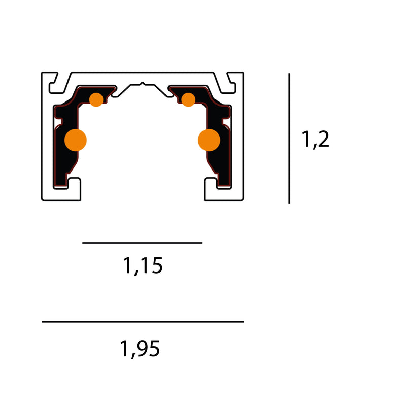 Dimensions Aufbaumagnet Schiene Micro11 2 m schwarz