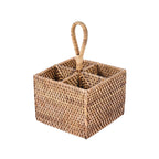 Range-couverts Caddy N°4 en rotin à quatre compartiments 28 cm