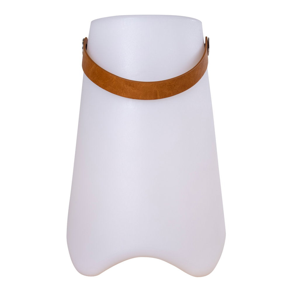 Refroidisseur à vin LED Bristol blanc mat poignée cuir caramel fond blanc