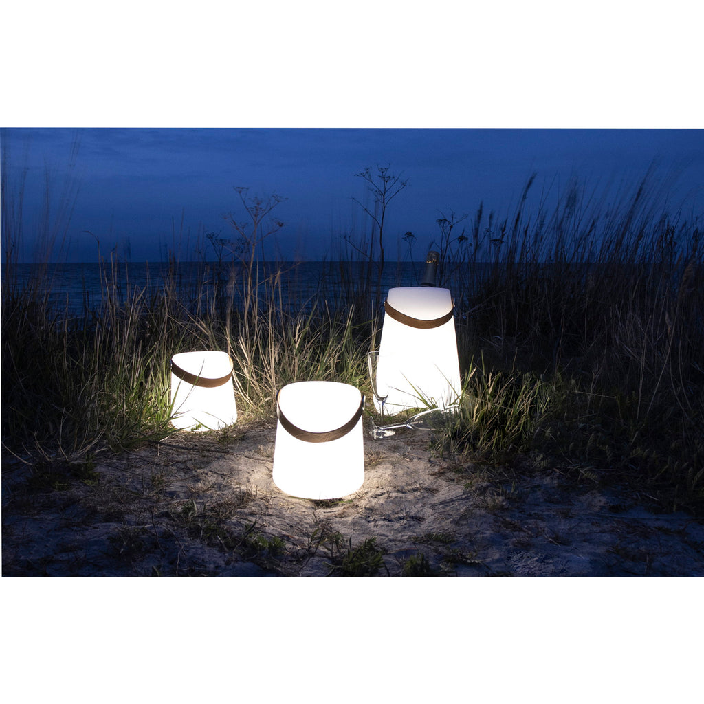Trio refroidisseurs lumineux Bristol LED blanc allumés plage nuit ambiance