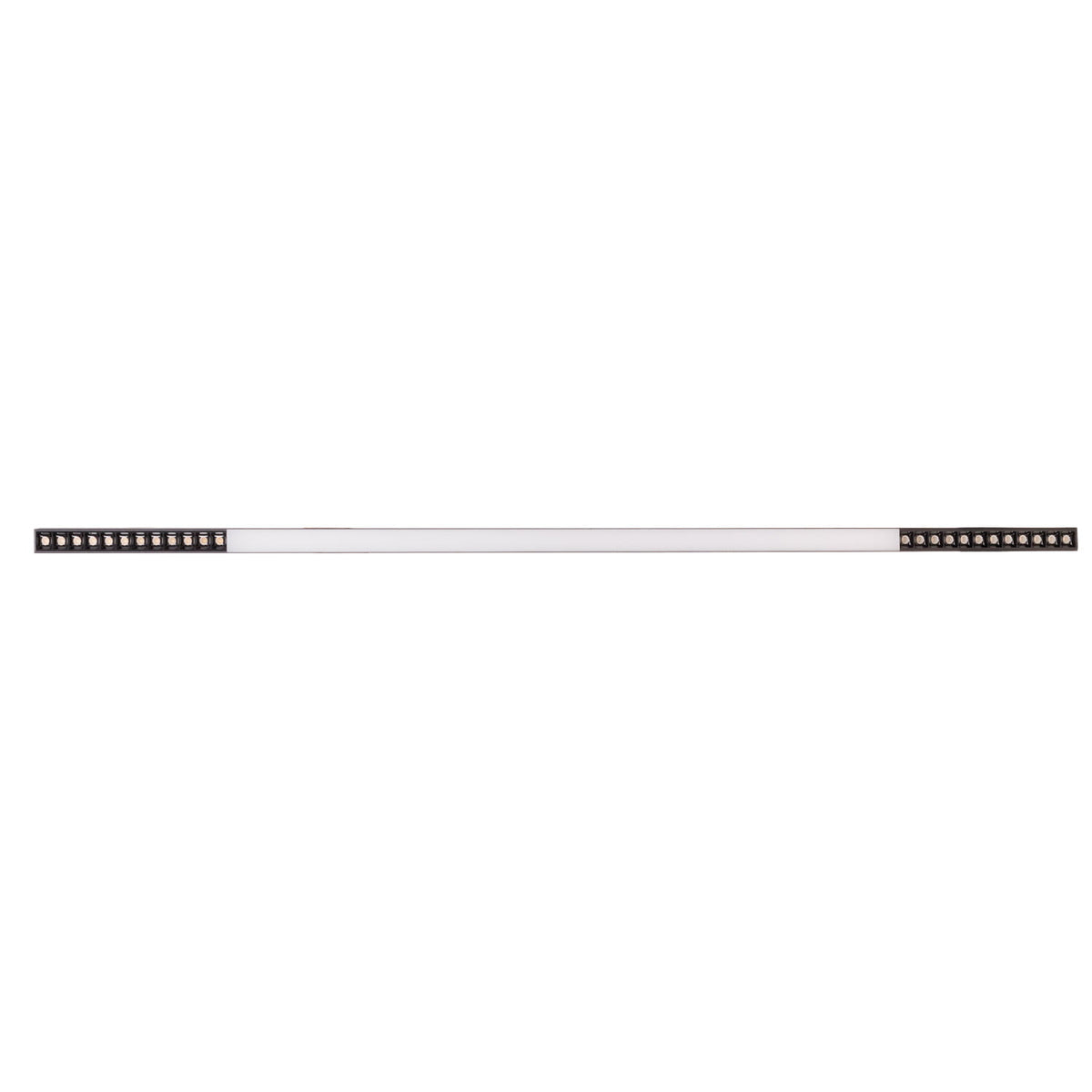 Réglette LED RX noire vue de dessous sur fond blanc