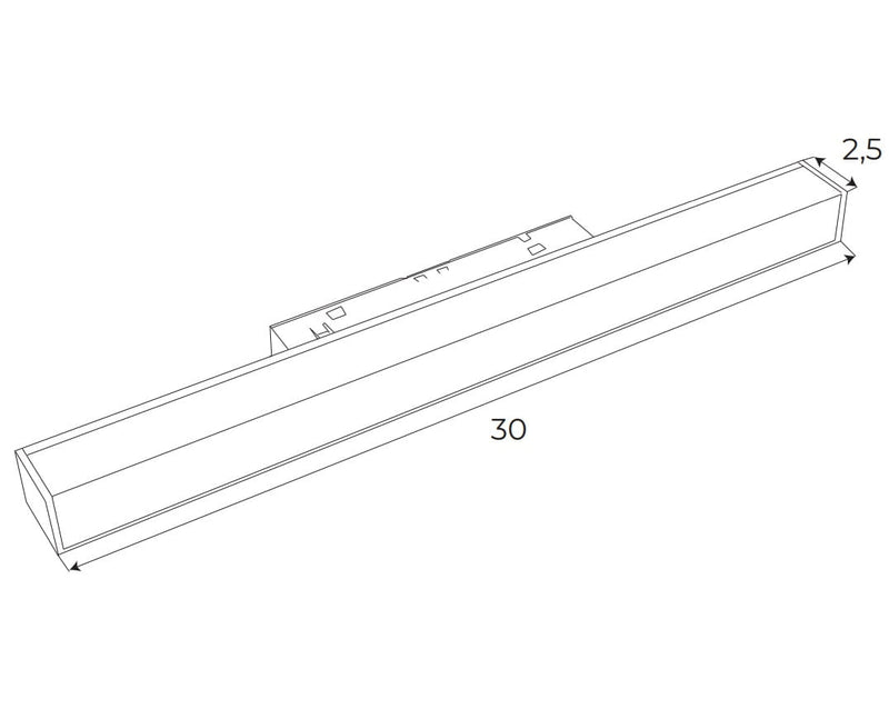 Dimensions Réglette Magnetic à diffuseur 30 cm noire connecté Zigbee