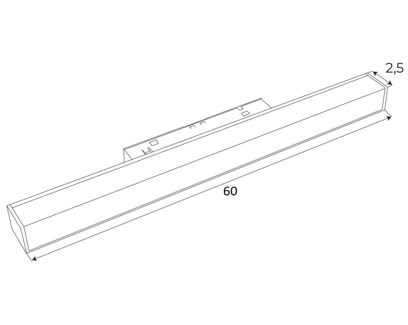 Dimensions Réglette Magnetic à diffuseur 60 cm blanche