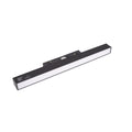 Réglette Magnetic noire de 30 cm vue de trois quarts avec son diffuseur blanc sur toute la longueur et son connecteur aimanté au dos
