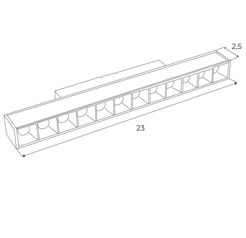 Dimensions Réglette Magnetic à grille profonde 23 cm blanche