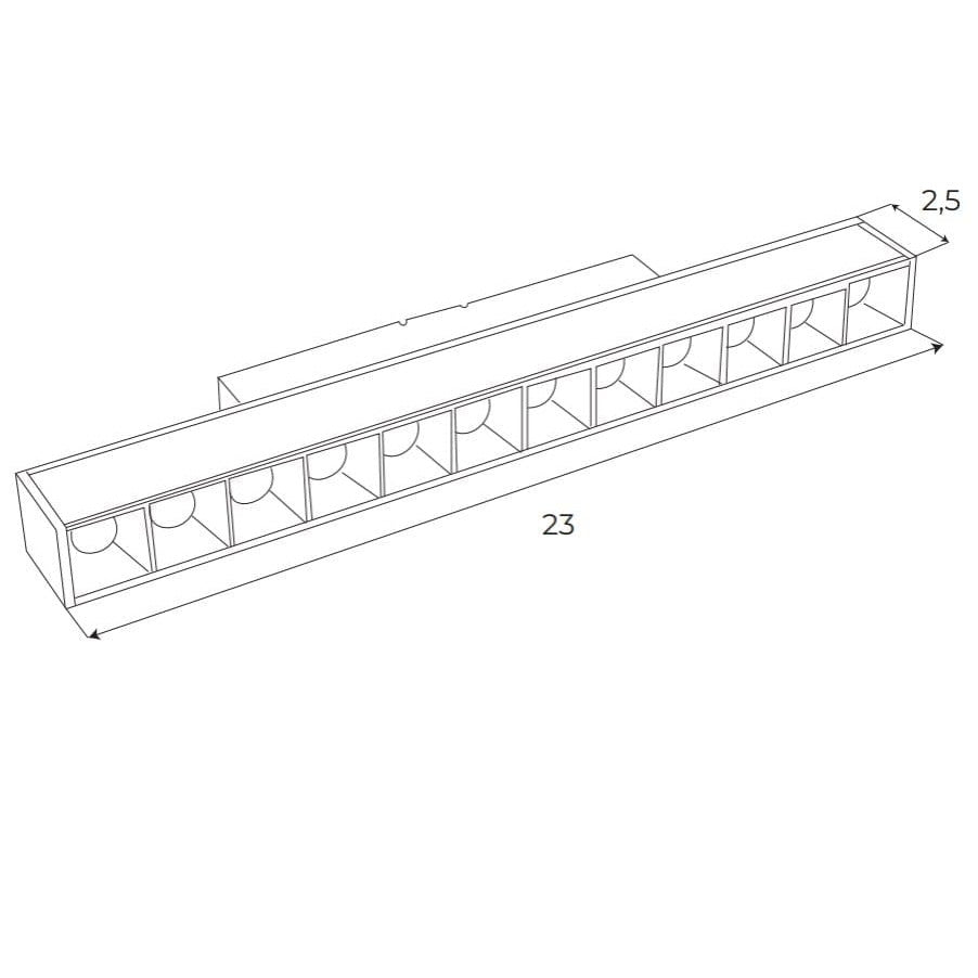 Réglette Magnetic à grille profonde 23 cm noire connecté Zigbee, vue 3