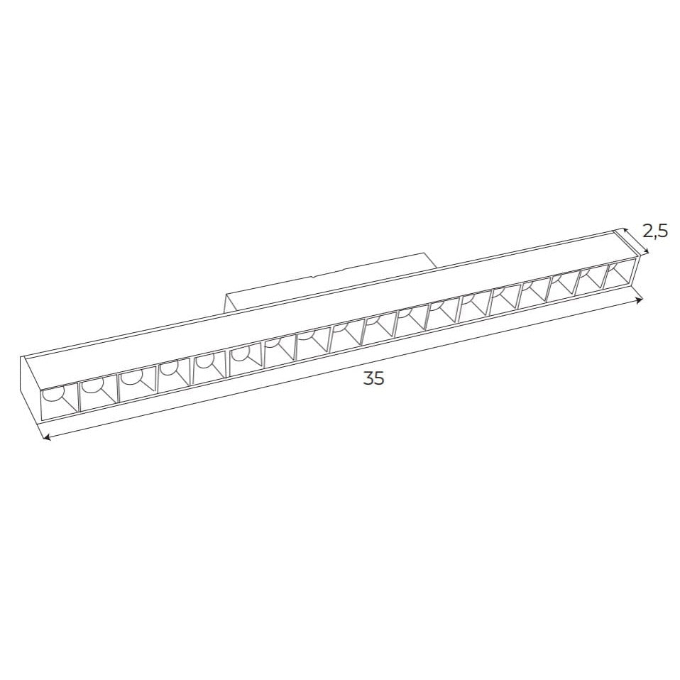Réglette Magnetic à grille profonde 35 cm noire Dali, vue 2