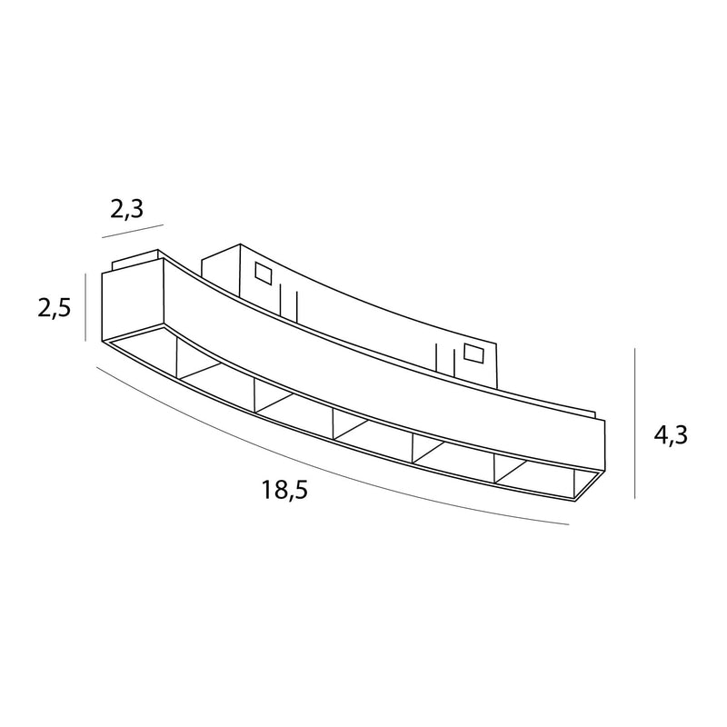 Dimensions Réglette Magnetic en arc, à grille, noire