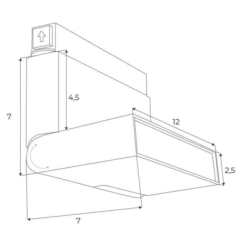 Dimensions Réglette Magnetic orientable pliable blanche