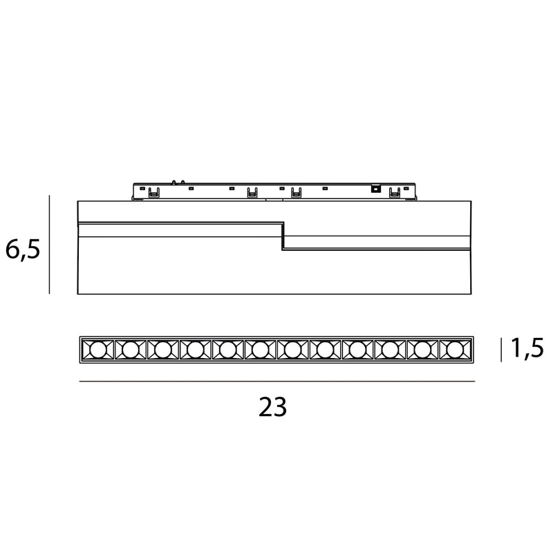 Dimensions Réglette Micro11 à grille pliable 12 W noire connecté Zigbee