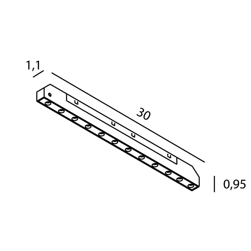 Dimensions Réglette Micro11 fine à grille 12 W noire