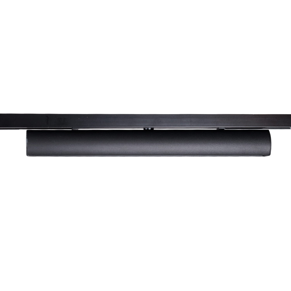 Réglette Micro11 orientable noire 12 W fixée sous un rail aimanté vue de profil