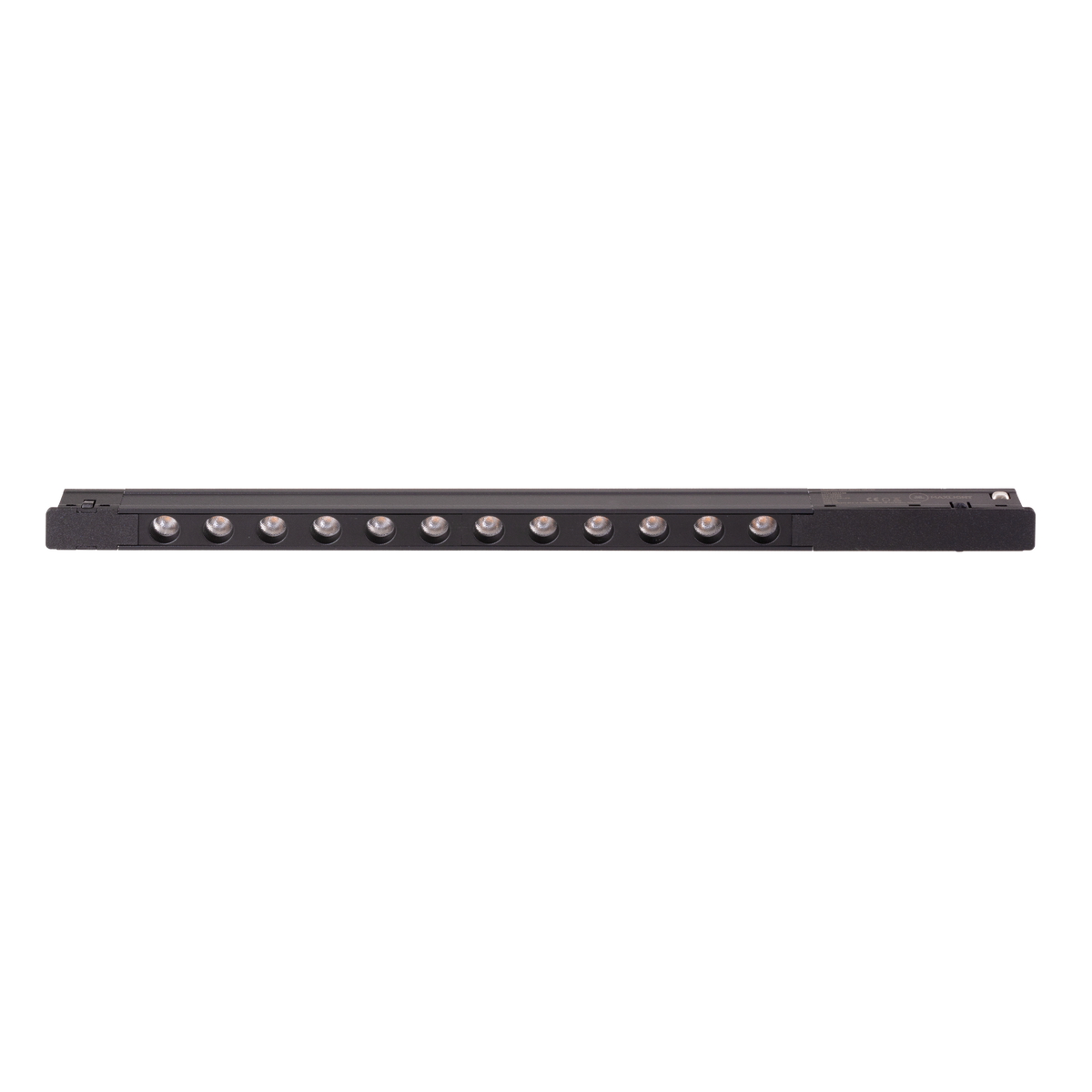 Réglette Magnetic plate à grille Zigbee Métal noir 35 cm vue de face avec ses douze LED en alvéoles