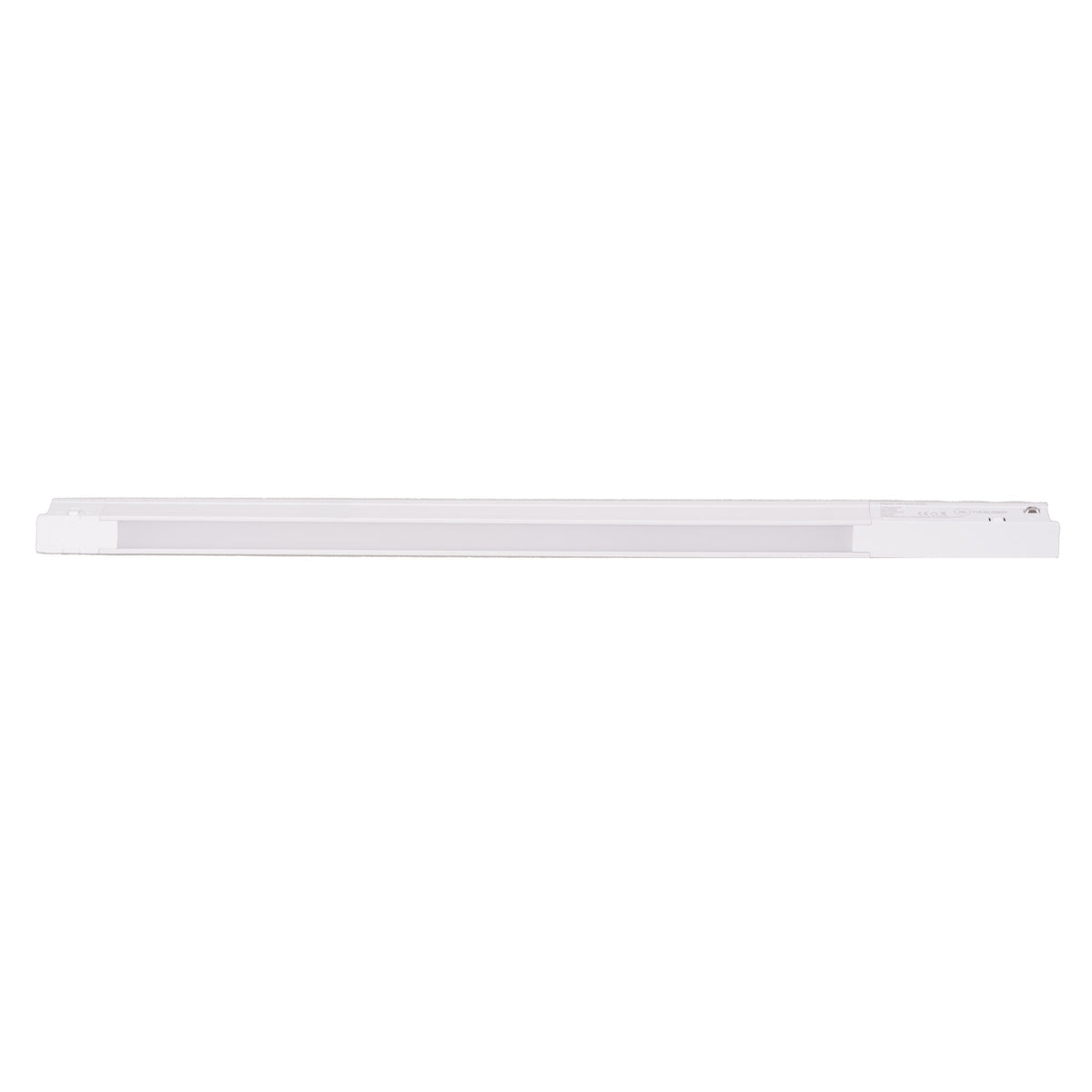 Réglette Magnetic plate lumineuse Métal blanc 42 cm vue de face avec son diffuseur opale entre deux embouts