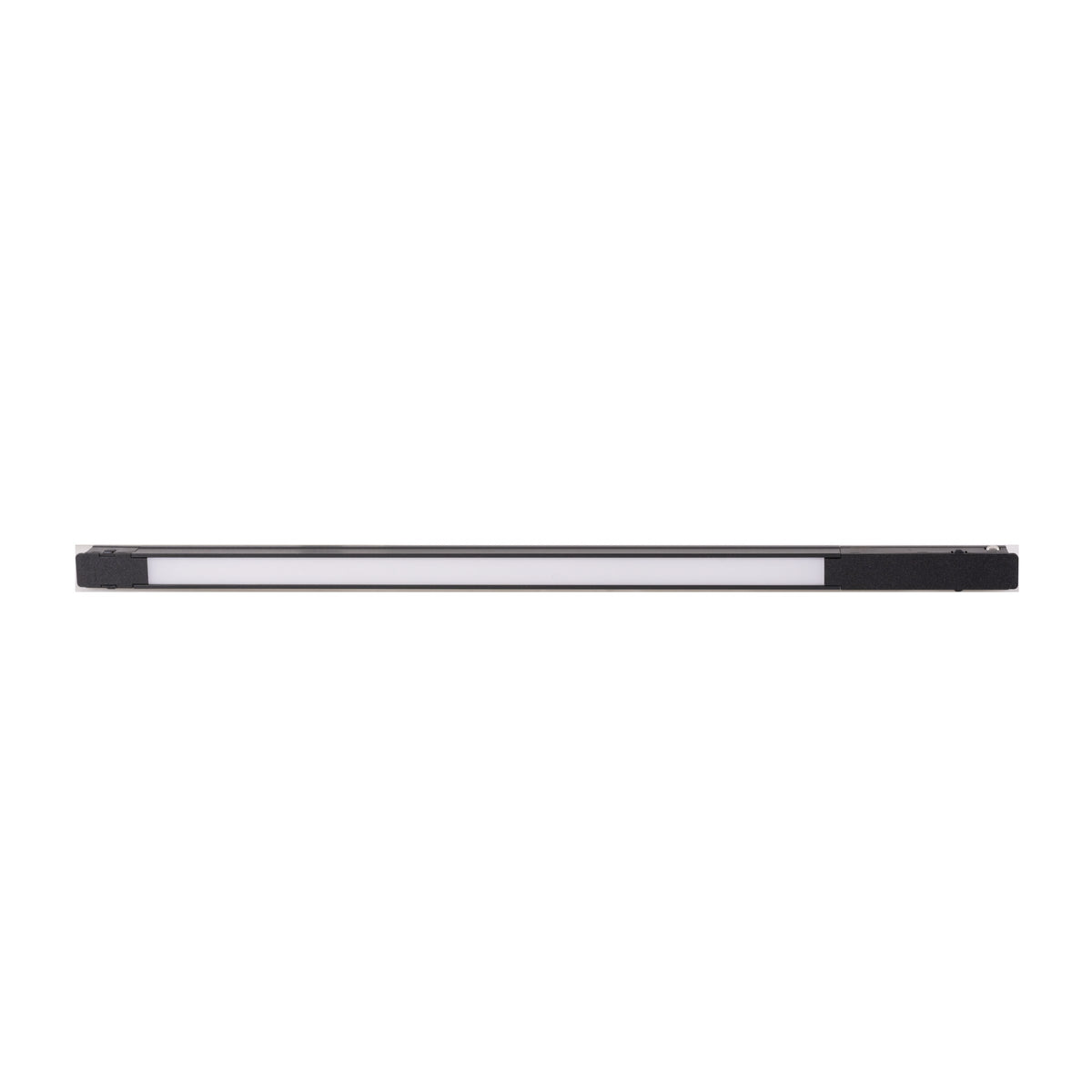 Réglette Magnetic plate lumineuse Zigbee Métal noir 42 cm vue de face avec son diffuseur opale entre deux embouts