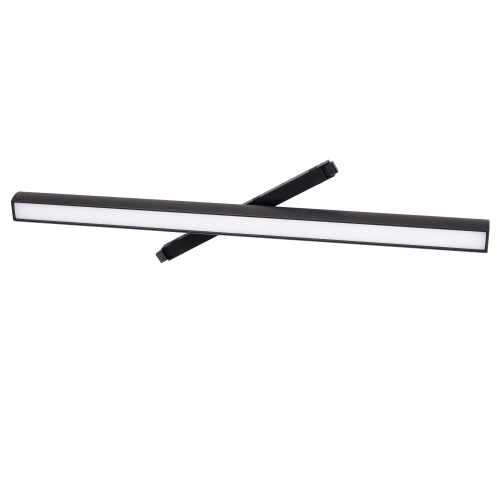 Réglette Micro11 noire à diffuseur opale pivotée sur son support vue de trois quarts