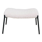 Repose-pieds Glasgow fausse peau agneau blanc pieds tubulaires noir vue de face