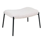 Repose-pieds Glasgow fausse peau agneau blanc pieds métal noir 63 cm vue trois quarts