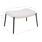 Repose pieds Glasgow blanc pieds noir vue de côté dimensions 63 cm 42 cm 37 cm