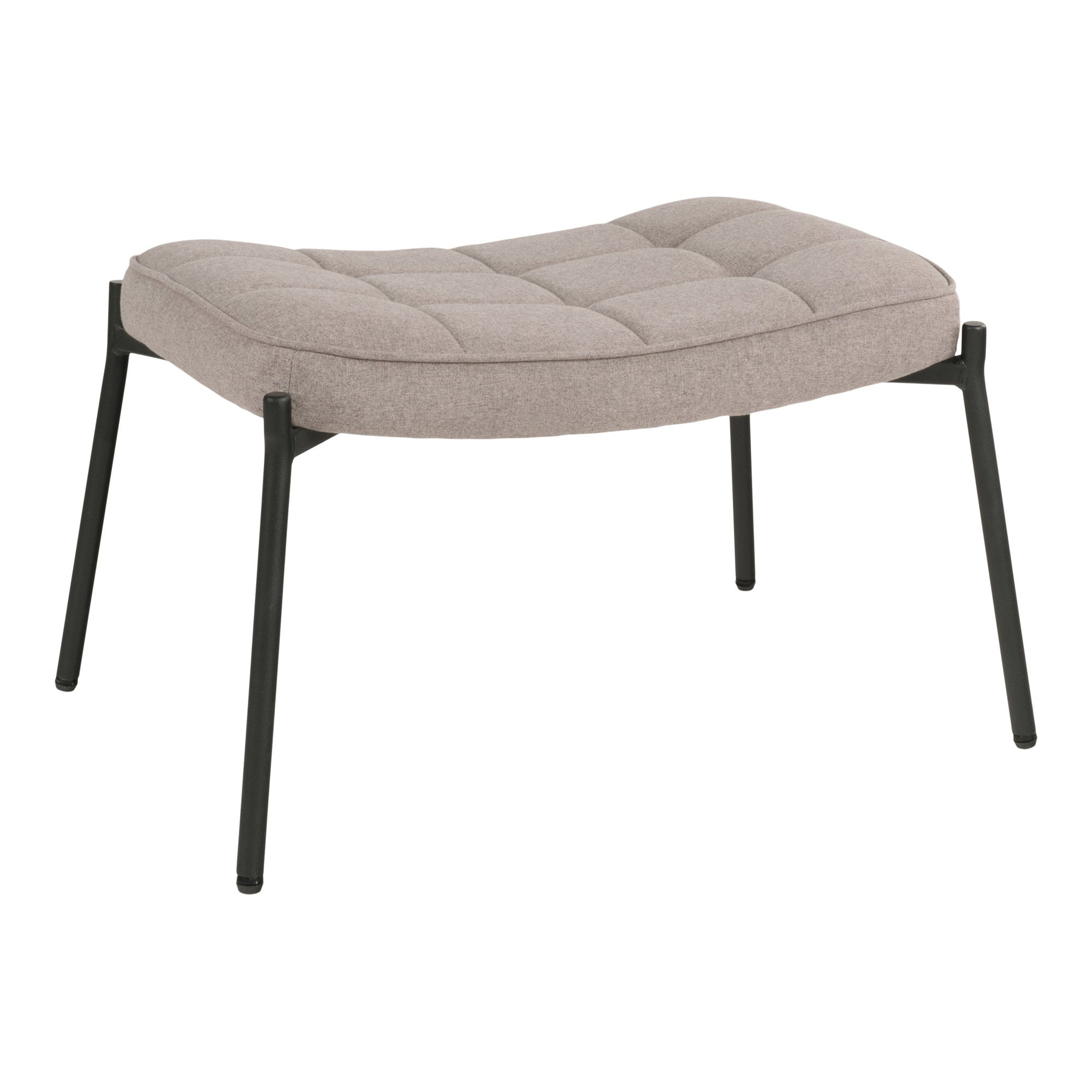 Repose-pieds Glasgow stone capitonné pieds métal noir 63 cm vue trois quarts
