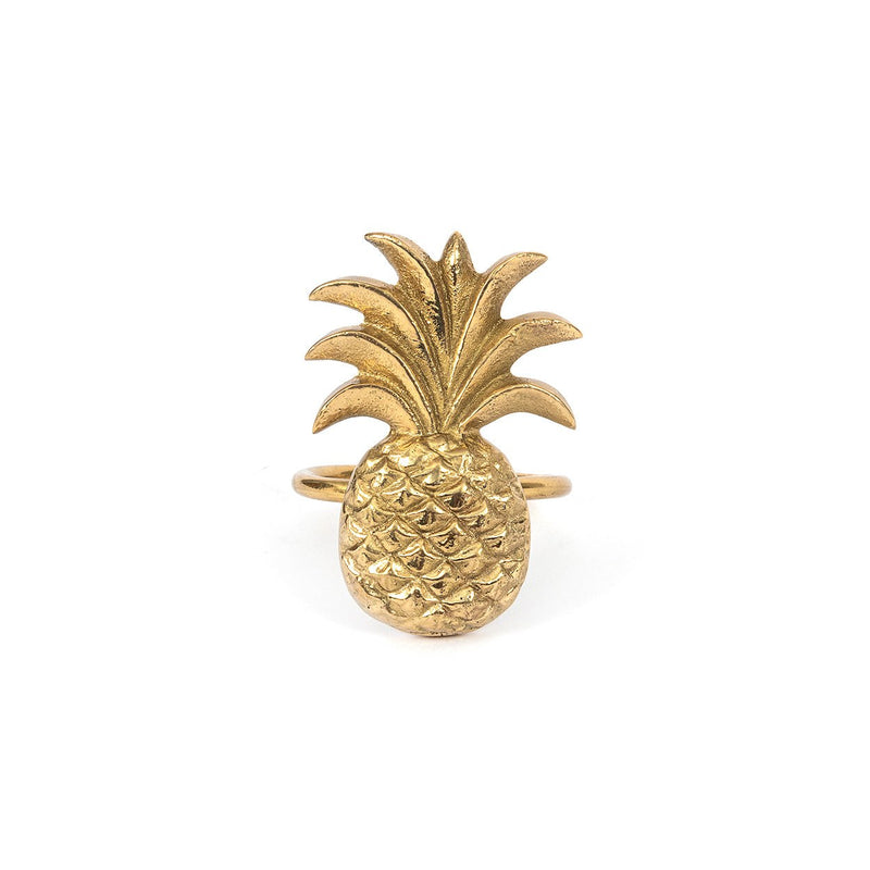 Dimensions Gold-plated brass Pineapple napkin ring