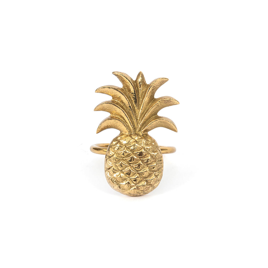 Rond de serviette Ananas en laiton doré
