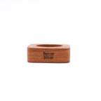 Rond de serviette carré en teck massif 6 cm, vue 5