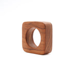 Rond de serviette carré en teck massif 6 cm, vue 6