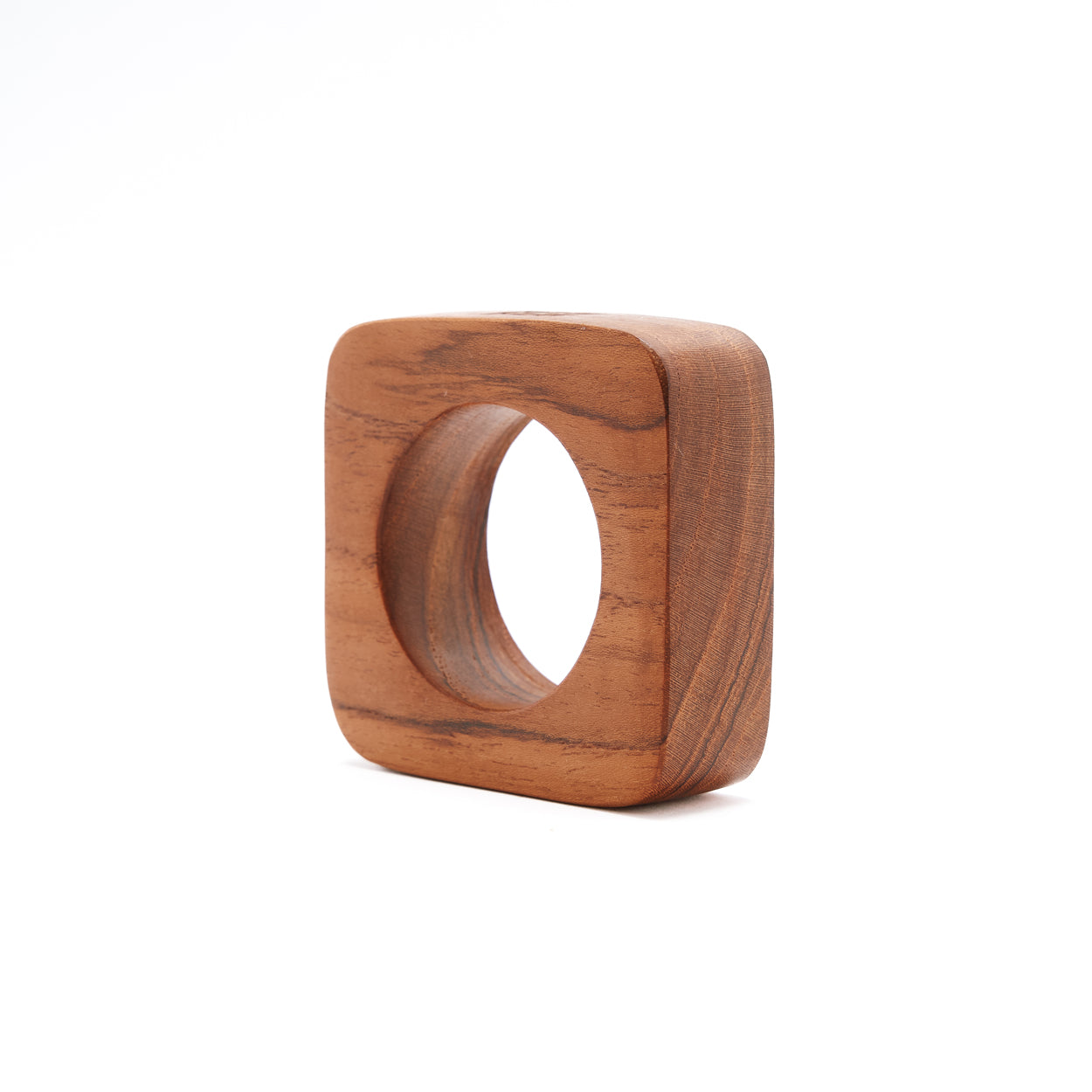 Rond de serviette carré en teck massif 6 cm, vue 6
