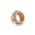 Rond de serviette en rotin naturel et coquillages 7 cm, vue 3