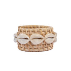 Rond de serviette en rotin naturel et coquillages 7 cm