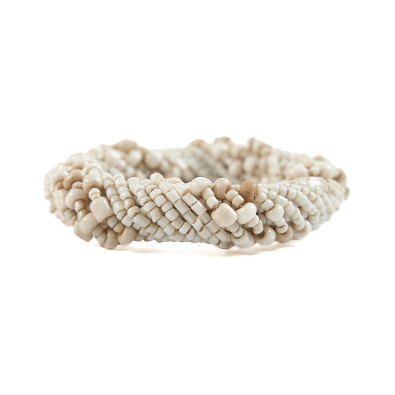 Dimensions Rond de serviette torsadé en perles ivoire 6 cm