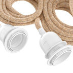 Rosace blanche 3 cordons de suspension en jute naturel 250 cm en situation