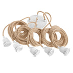 Rosace blanche 5 cordons de suspension en jute naturel 350 cm